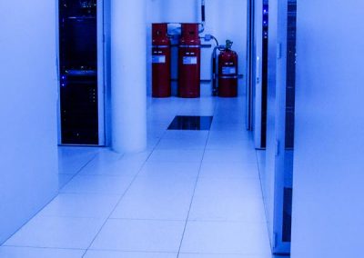 server rack with fire suppression bottles